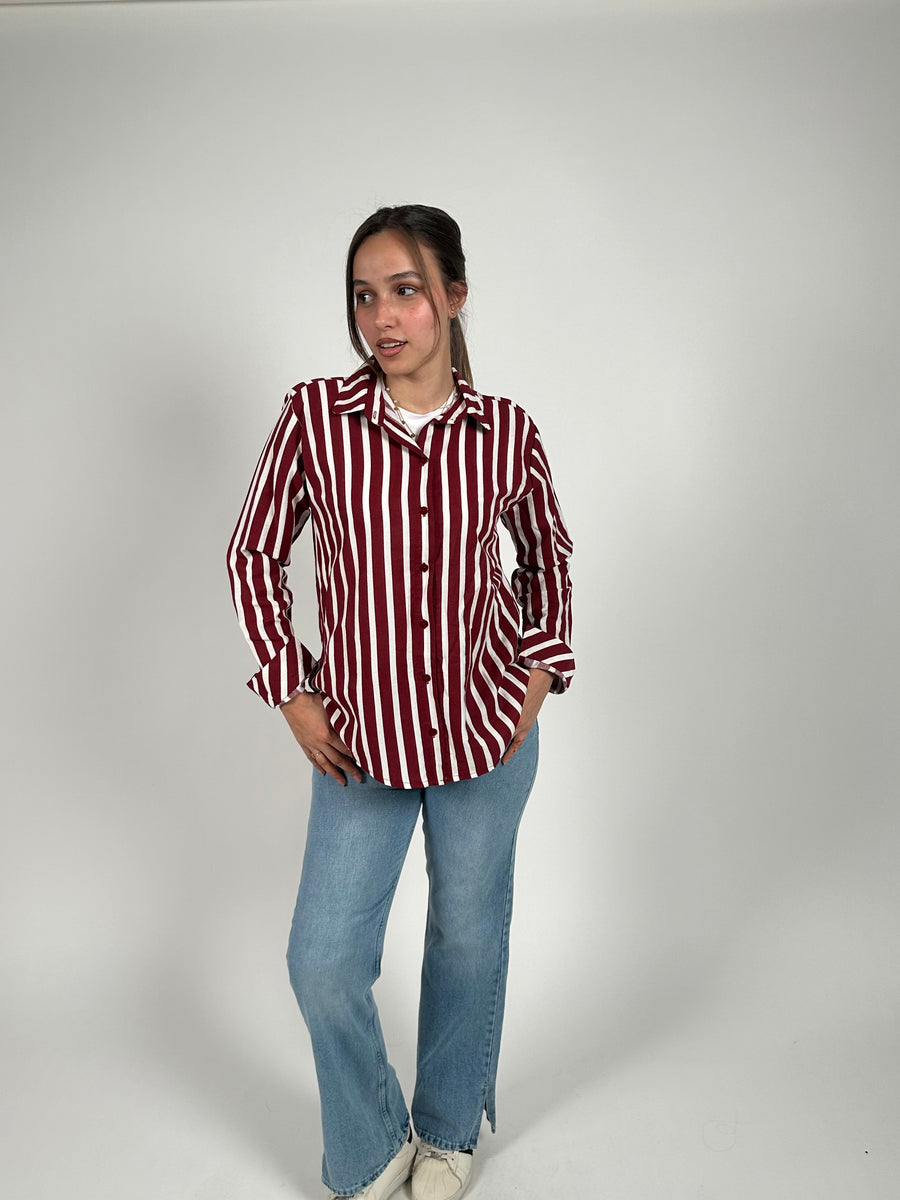 Burgundy Stripe Classic Shirt