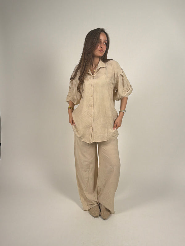 Beige linen set
