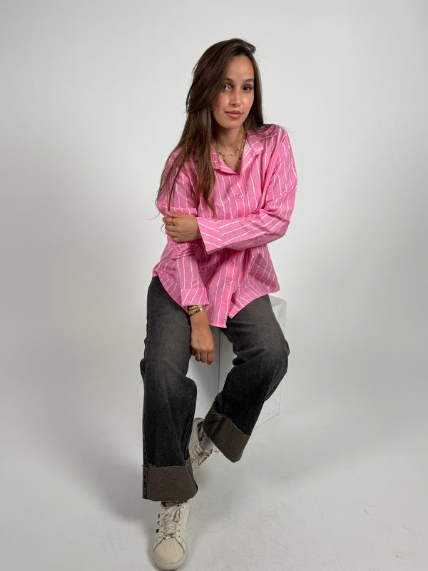 Pink Striped Relaxed Shirt