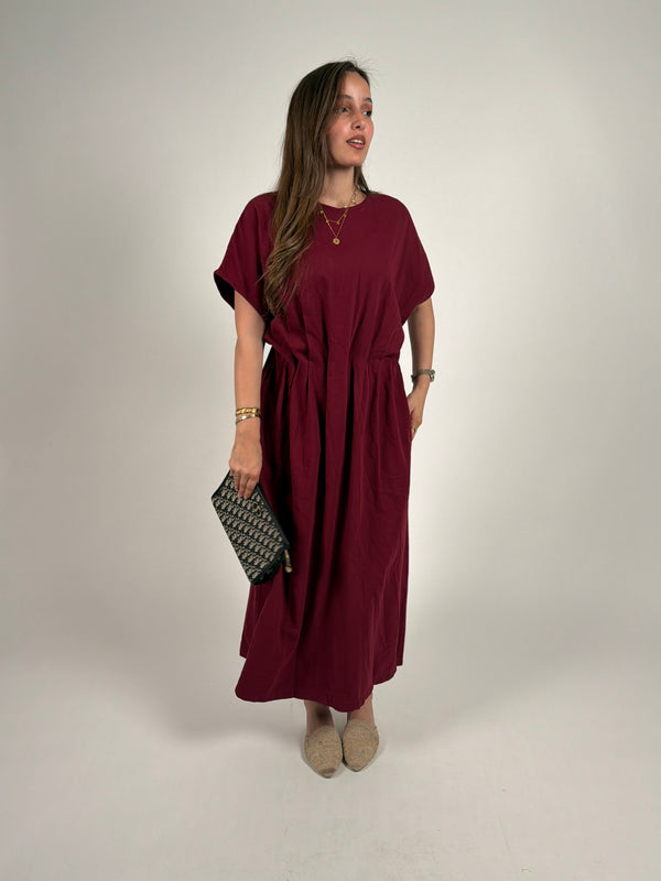 Minimal linen waist dress