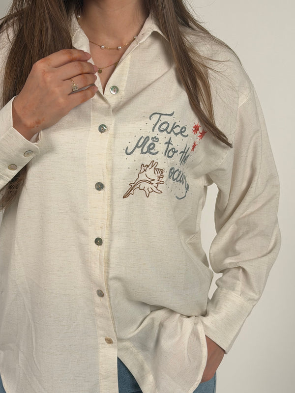 Take Me to the Ocean Beige Shirt