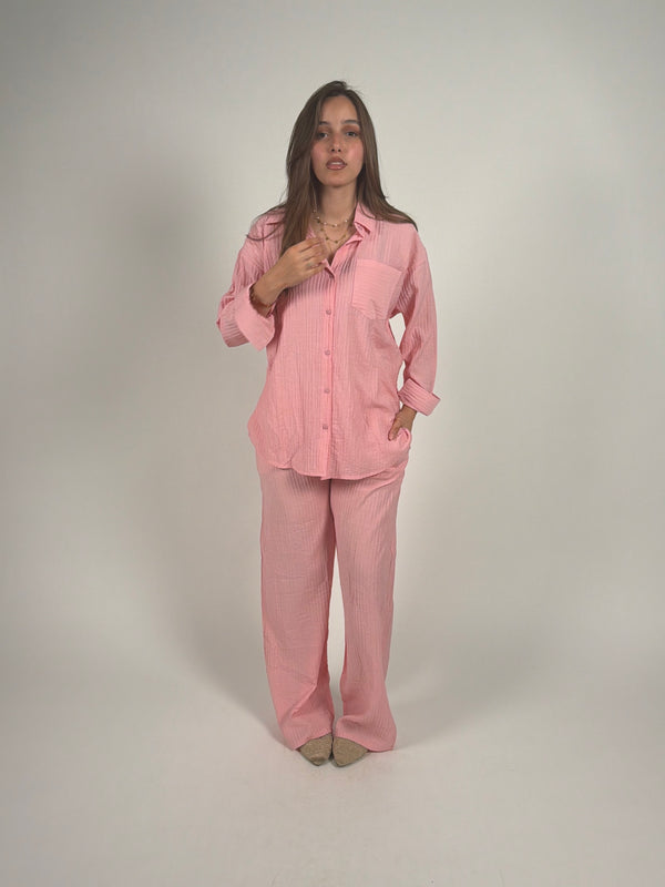 Pink relaxed linen set