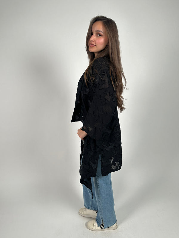 Black textured cardigan