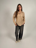 Beige Striped Relaxed Shirt
