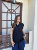 Black ruffle blouse