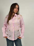 Pink Embroidered Sheer Shirt