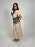 Minimal beige linen waist dress
