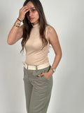 Basic Beige High Neck Tank Top