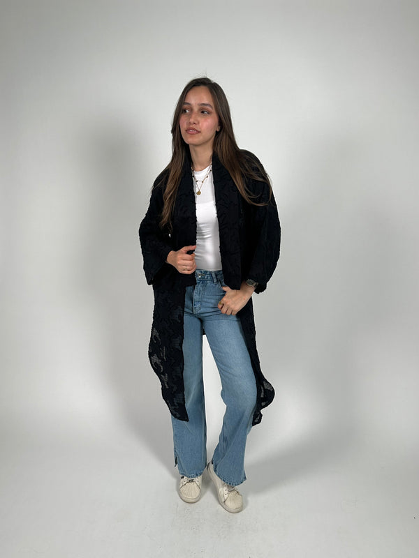 Black textured cardigan