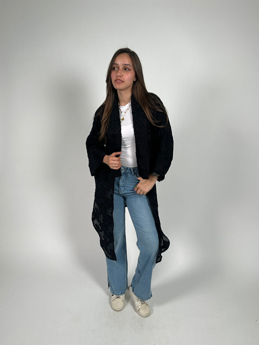 Black textured cardigan