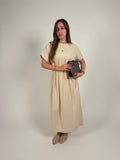 Minimal beige linen waist dress
