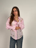 Pink Embroidered Sheer Shirt