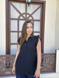 Black ruffle blouse