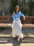Denim tiered maxi dress