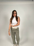 Basic White High Neck Tank Top