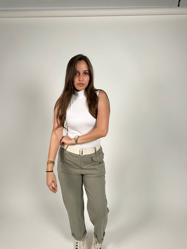 Basic White High Neck Tank Top