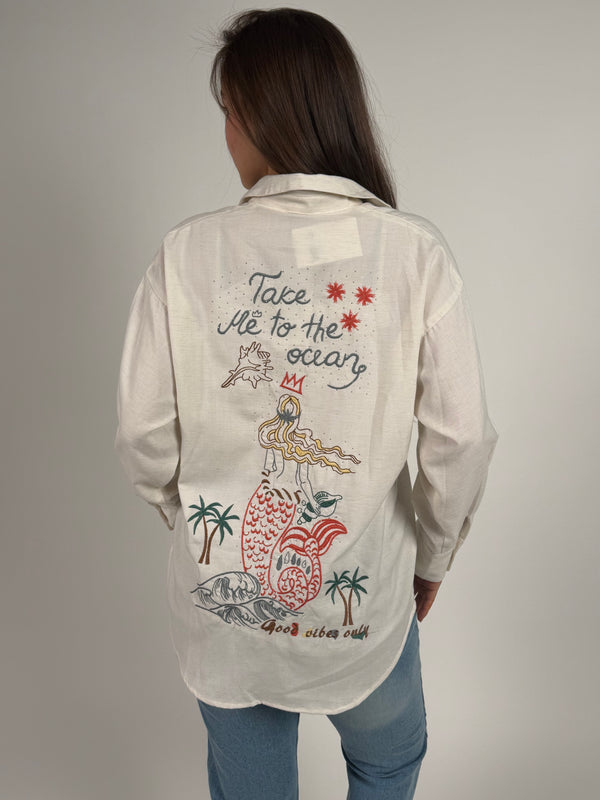 Take Me to the Ocean Beige Shirt