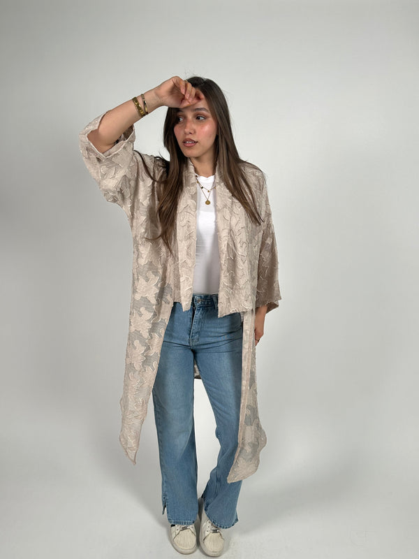 Beige textured cardigan