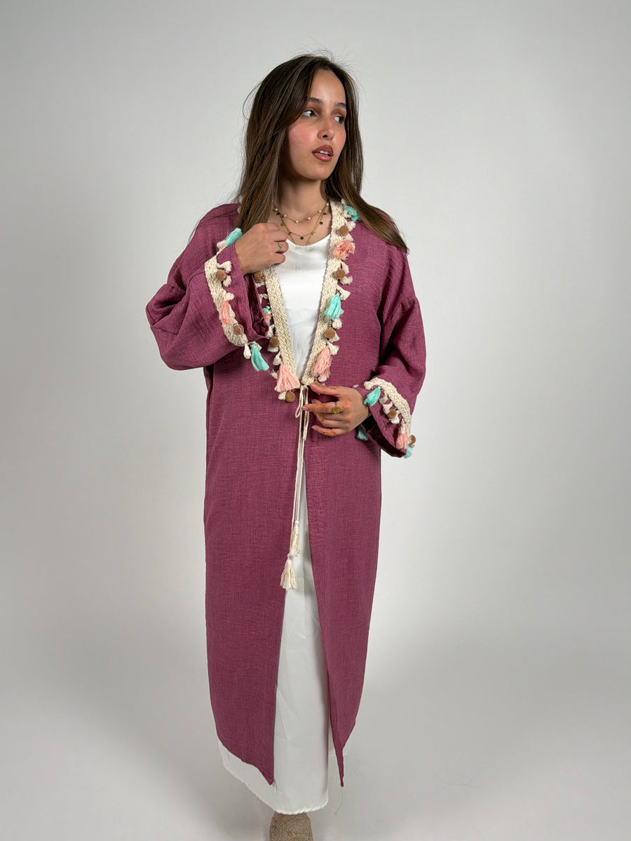 Dusty Rose Boho Cardigan