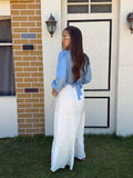 Denim tiered maxi dress