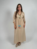 Beige boho tassel dress