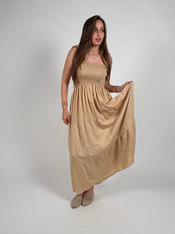 Soft sand maxi dress