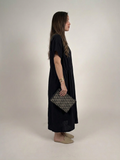 Minimal black linen waist dress